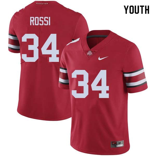 Ohio State Buckeyes #34 Mitch Rossi Youth College Jersey Red OSU20634